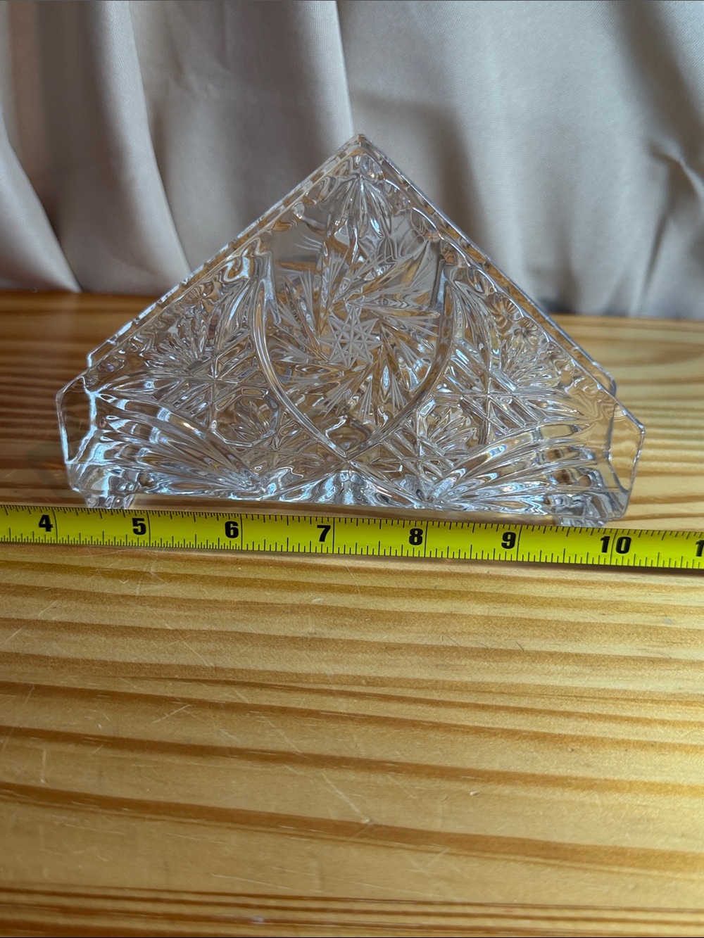 Elegant Bohemia Style Crystal Napkin Letter Holder Triangular VTG